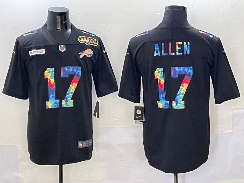 Men 2025 Buffalo Bills #17 Allen Black Rainbow Nike Limited NFL Jersey style 2